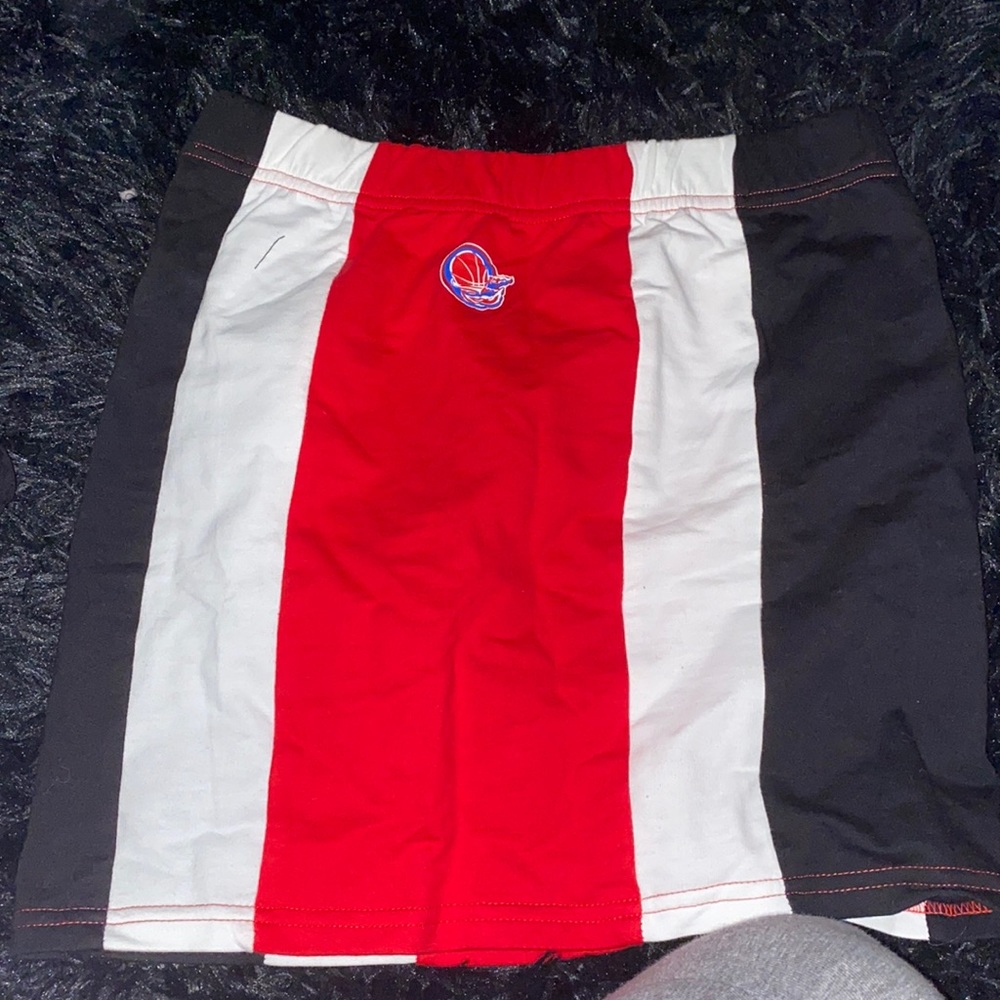 Red black & white striped skirt